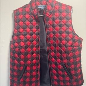 Karen Scott Red and Black Plaid Quilted Vest